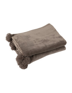 Carreaux en polyester à pompons en taupe foncéJ-Line