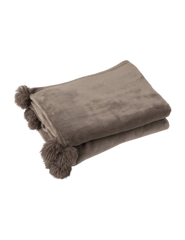 Carreaux en polyester à pompons en taupe foncéJ-Line