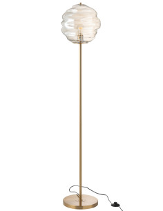 Lampe de sol en verre nid d'abeille cognac