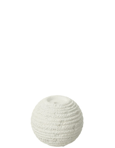 Porte-bougie Creta rond en ciment blanc grandJ-Line