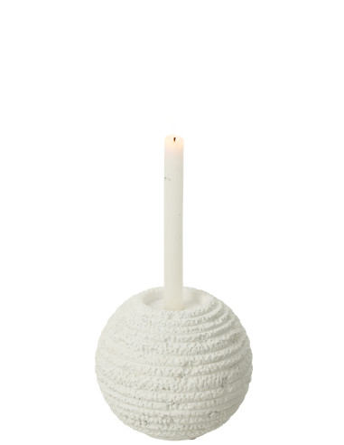 Porte-bougie Creta rond en ciment blanc grandJ-Line