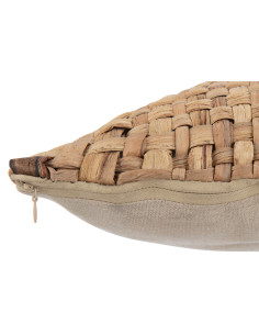 Coussin carré 1 côté en roseau/textile naturel petitJ-Line 2