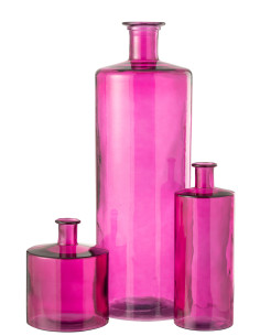 Vase Bouteille Verre Rose GrandJ-Line51237