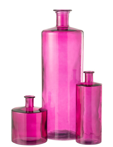Vase Bouteille Verre Rose GrandJ-Line51237