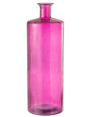 Vase Bouteille Verre Rose GrandJ-Line51237