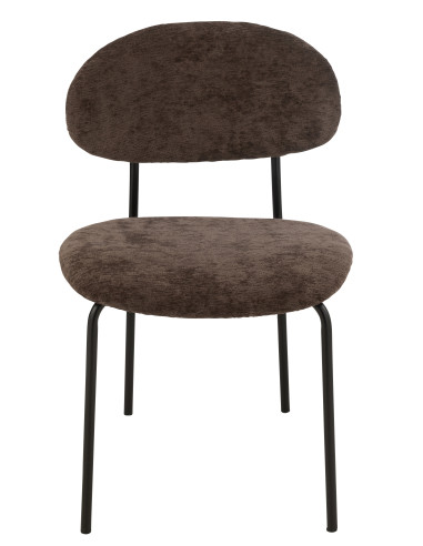 Chaise de salle à manger en textile/métal marron foncé