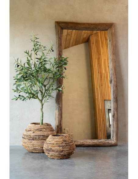 Miroir mural rectangulaire en bois marron grandJ-Line