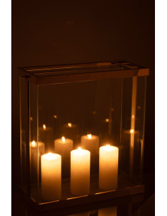 Lanterne rectangulaire Enma en fer/verre doré, grande 2