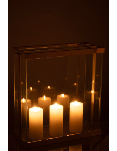 Lanterne rectangulaire Enma en fer/verre doré, grande