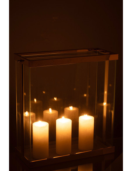 Lanterne rectangulaire Enma en fer/verre doré, grande