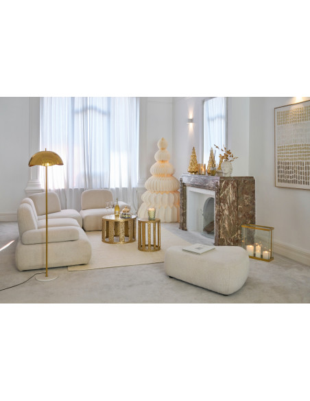 Lanterne rectangulaire Enma en fer/verre doré, grande