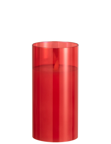 Lampe LED en verre rouge brillant de taille moyenne