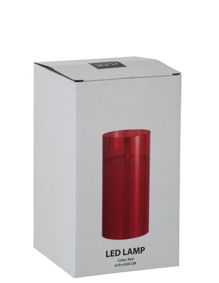 Lampe LED en verre rouge brillant de taille moyenne