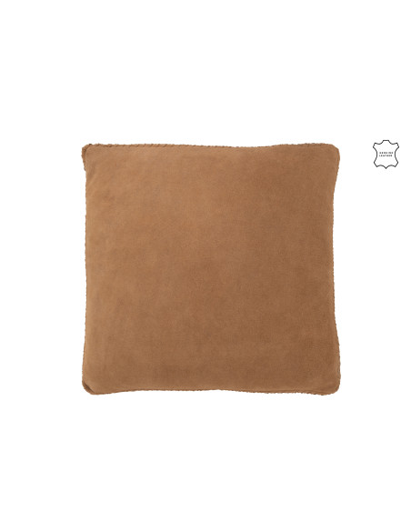 Coussin en cuir tissé camelJ-Line36625