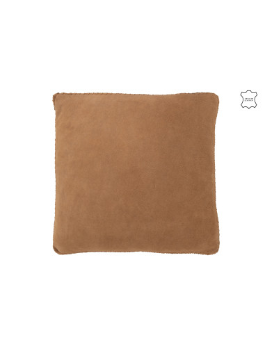 Coussin en cuir tissé camelJ-Line36625