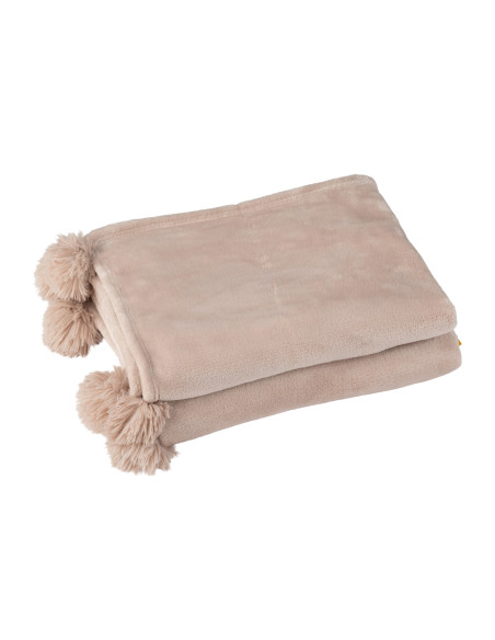Carreaux en polyester beige foncé avec pompon.J-Line