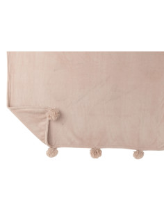 Carreaux en polyester beige foncé avec pompon.J-Line 2
