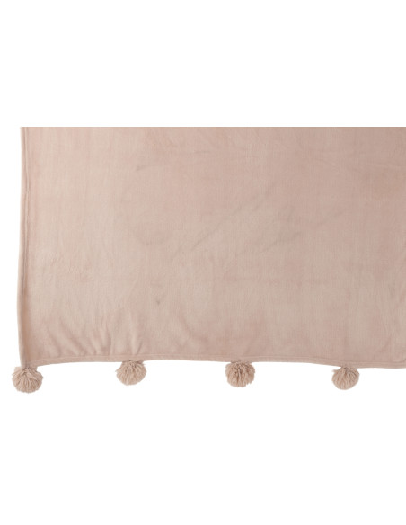 Carreaux en polyester beige foncé avec pompon.J-Line