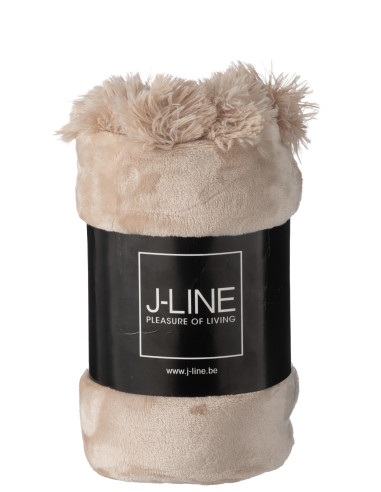 Carreaux en polyester beige foncé avec pompon.J-Line