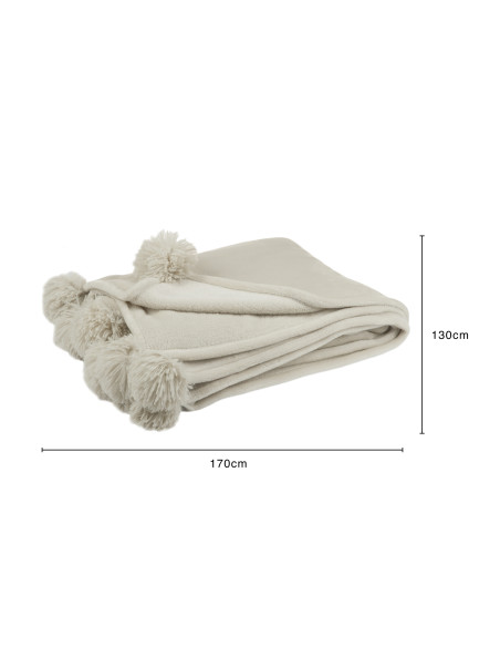 Carreaux en polyester beige foncé avec pompon.J-Line