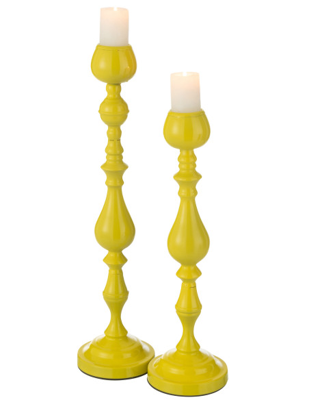 Porte-bougie Monarchie en métal jaune grandJ-Line