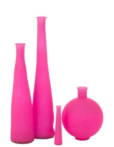 Vase Bouteille Verre Néon Rose GrandJ-Line51249