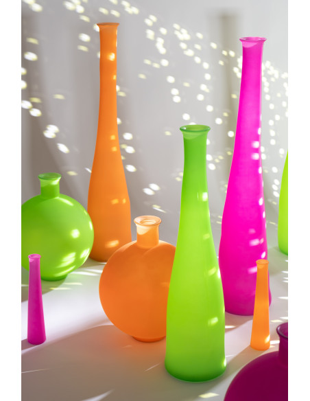 Vase Bouteille Verre Néon Rose GrandJ-Line51249
