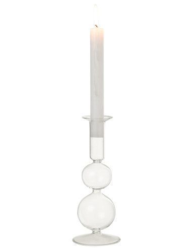 Porte-bougie 2 sphères en verre transparent grandJ-Line