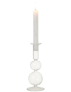 Porte-bougie 2 sphères en verre transparent grandJ-Line 2