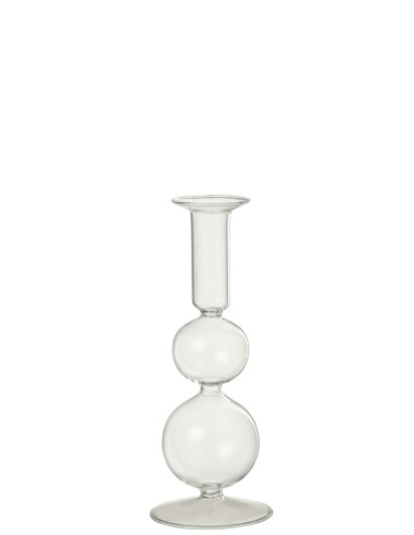 Porte-bougie 2 sphères en verre transparent grandJ-Line