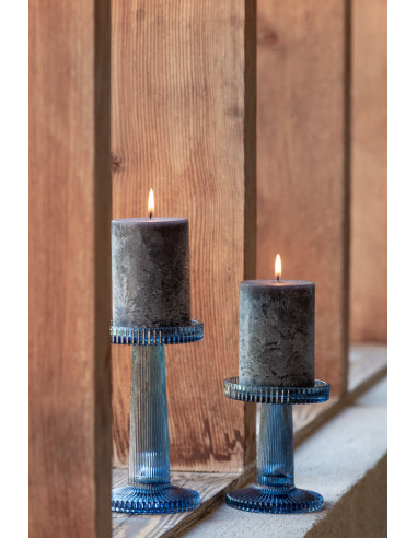 Bougie cylindrique bleu foncé moyen 48H