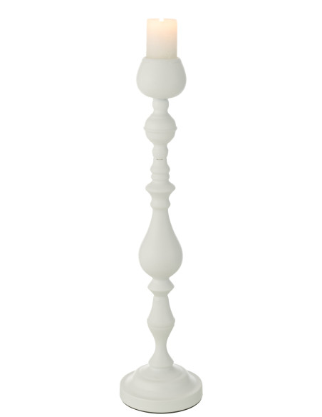 Porte-bougie Monarchie en métal blanc de grande tailleJ-Line