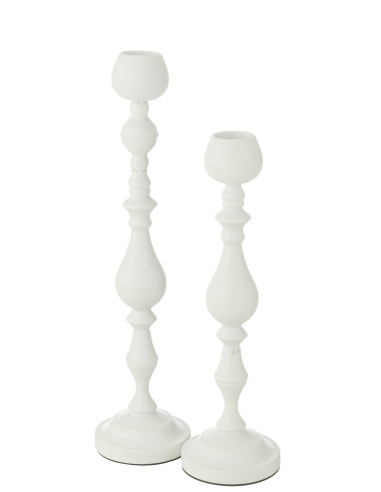 Porte-bougie Monarchie en métal blanc de grande tailleJ-Line
