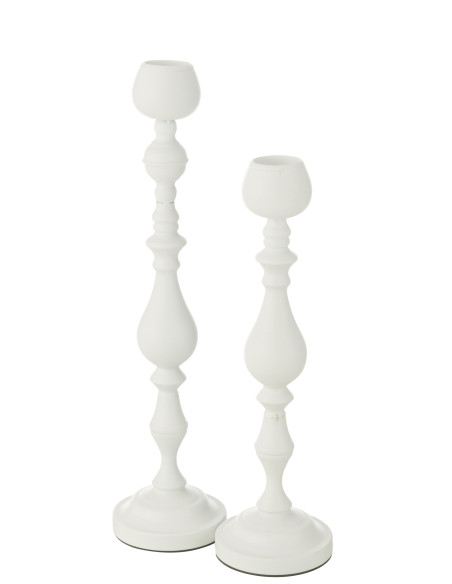 Porte-bougie Monarchie en métal blanc de grande tailleJ-Line