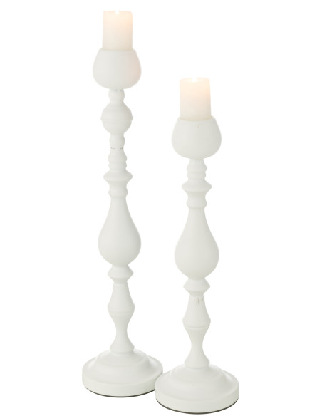 Porte-bougie Monarchie en métal blanc de grande tailleJ-Line