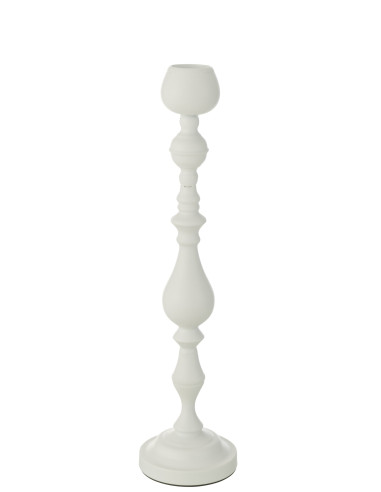 Porte-bougie Monarchie en métal blanc de grande tailleJ-Line
