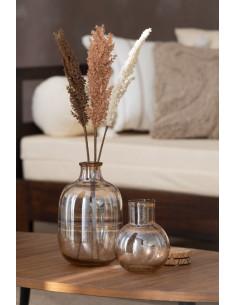 Vase en verre ambre avec col en petit.J-Line23318 2