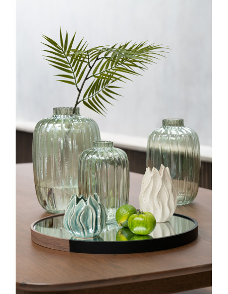 Grand vase en verre vert lignesJ-Line30347