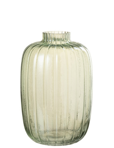 Grand vase en verre vert lignesJ-Line30347