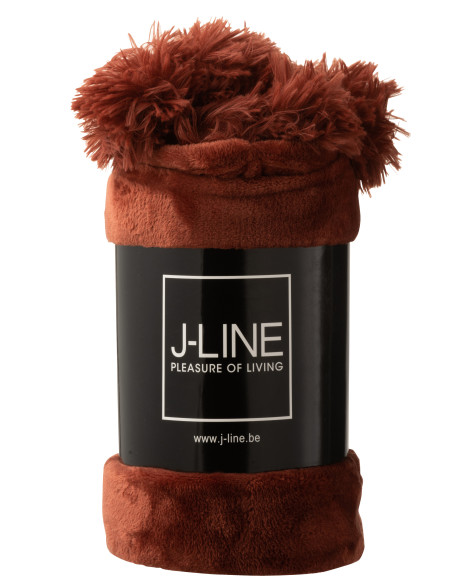 Plaid Pompon Polyester Marsala