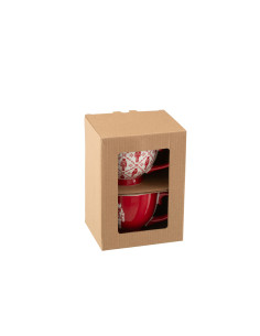 Boîte de 2 grands mugs casse-noisettes Windownbox en céramique rougeJ-Line