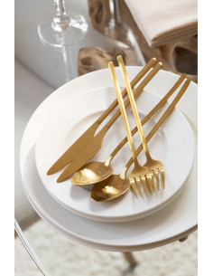 Couverts de table en acier inoxydable mat doré, 24 piècesJ-Line 2