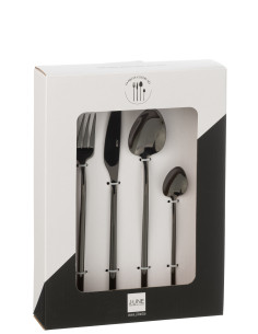 Couverts de table en acier inoxydable brillant noir de 24 piècesJ-Line 2