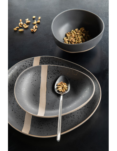 Couverts de table en acier inoxydable brillant noir de 24 piècesJ-Line