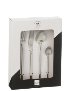 Couverts de table en acier inoxydable mat argenté de 24 piècesJ-Line