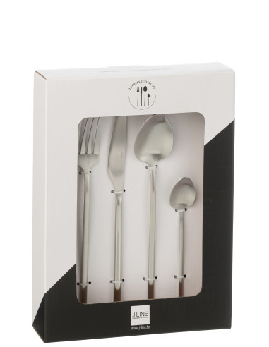 Couverts de table en acier inoxydable mat argenté de 24 piècesJ-Line