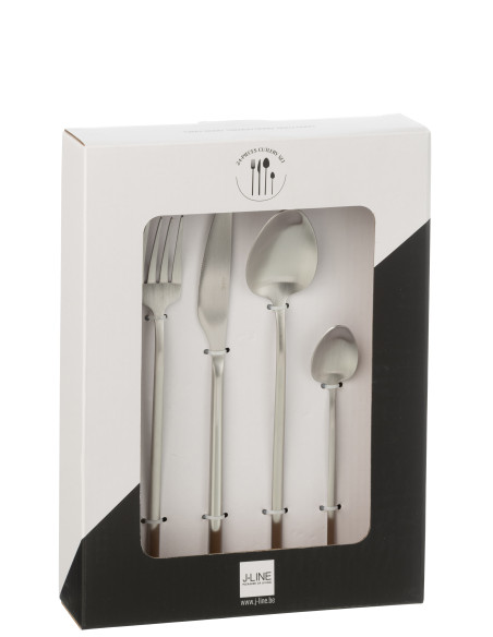Couverts de table en acier inoxydable mat argenté de 24 piècesJ-Line