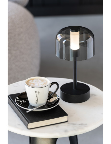 Boîte de 4 tasses à café + soucoupe Windownbox en céramique noir/blanc petitJ-Line