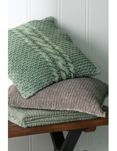 Coussin avec des bords effilochés en coton/polyester taupeJ-Line 2