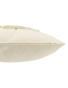 Coussin Sapins de Noël en Coton Blanc/Or en ReliefJ-Line 2
